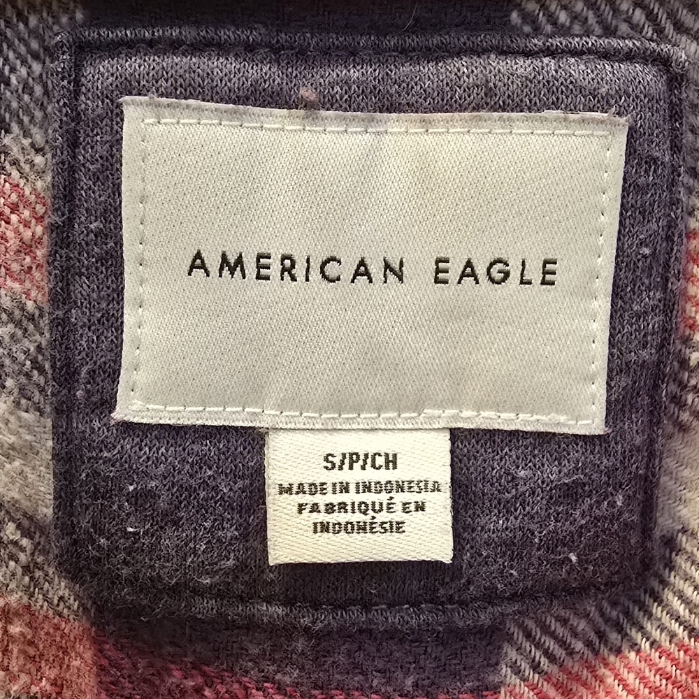 American Eagle Pullover 3/4 Button Down Hooded Fl… - image 3